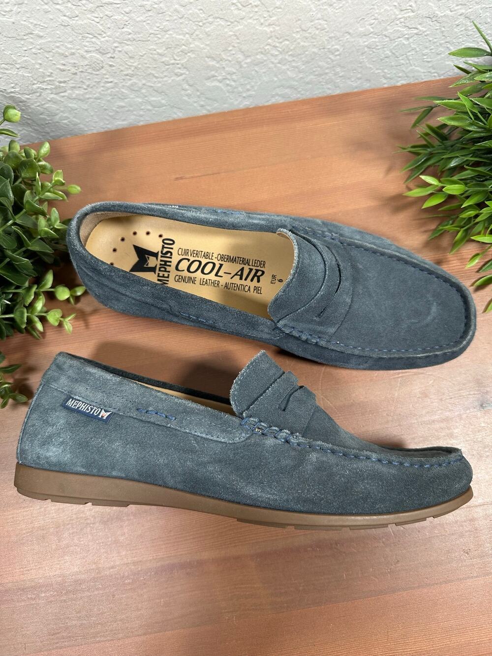 Mephisto Men's Alyon Blue Suede‎ Leather Loafers Size 6.5
